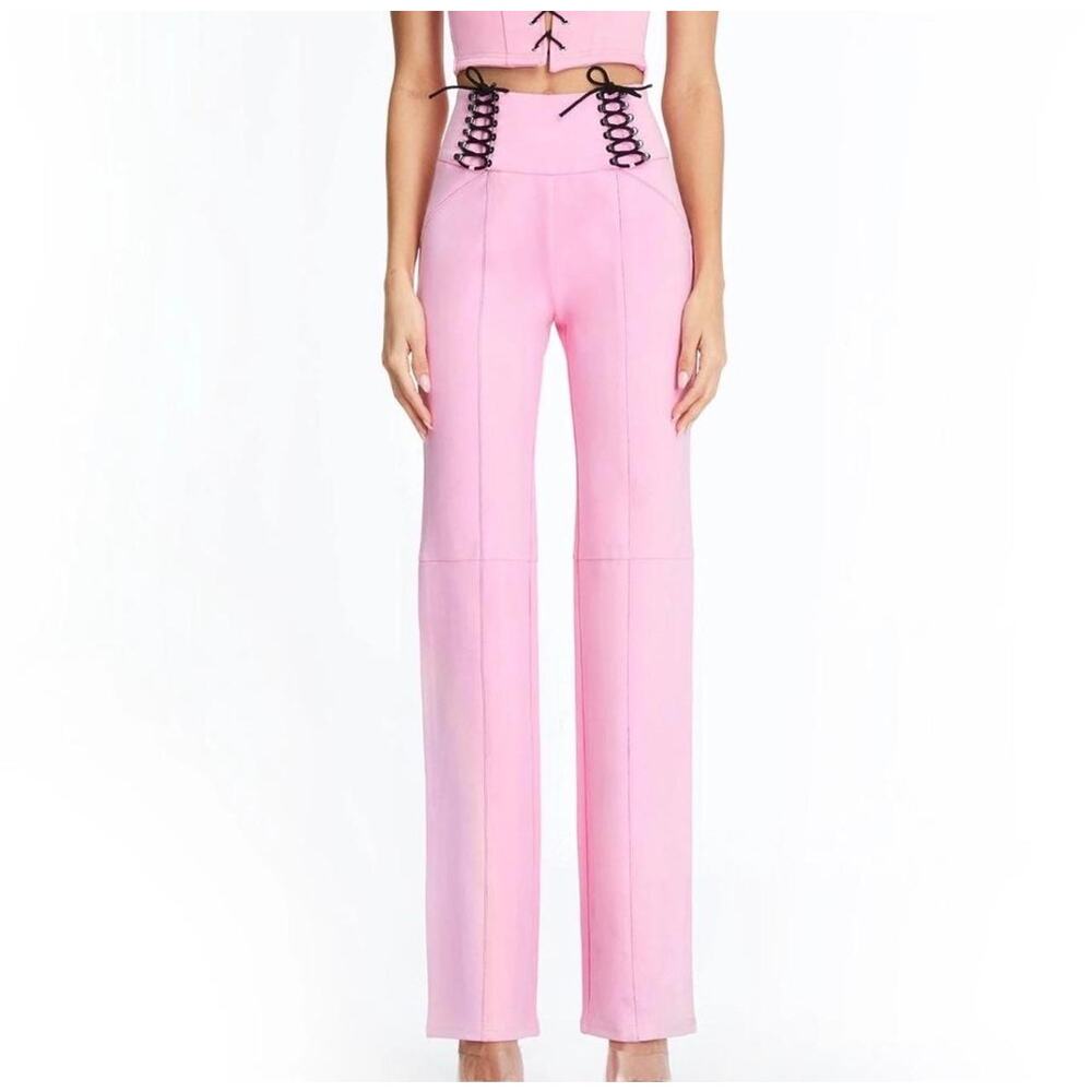 I AM GIA Caroline Lace Up High Rise Pants Pink Medium